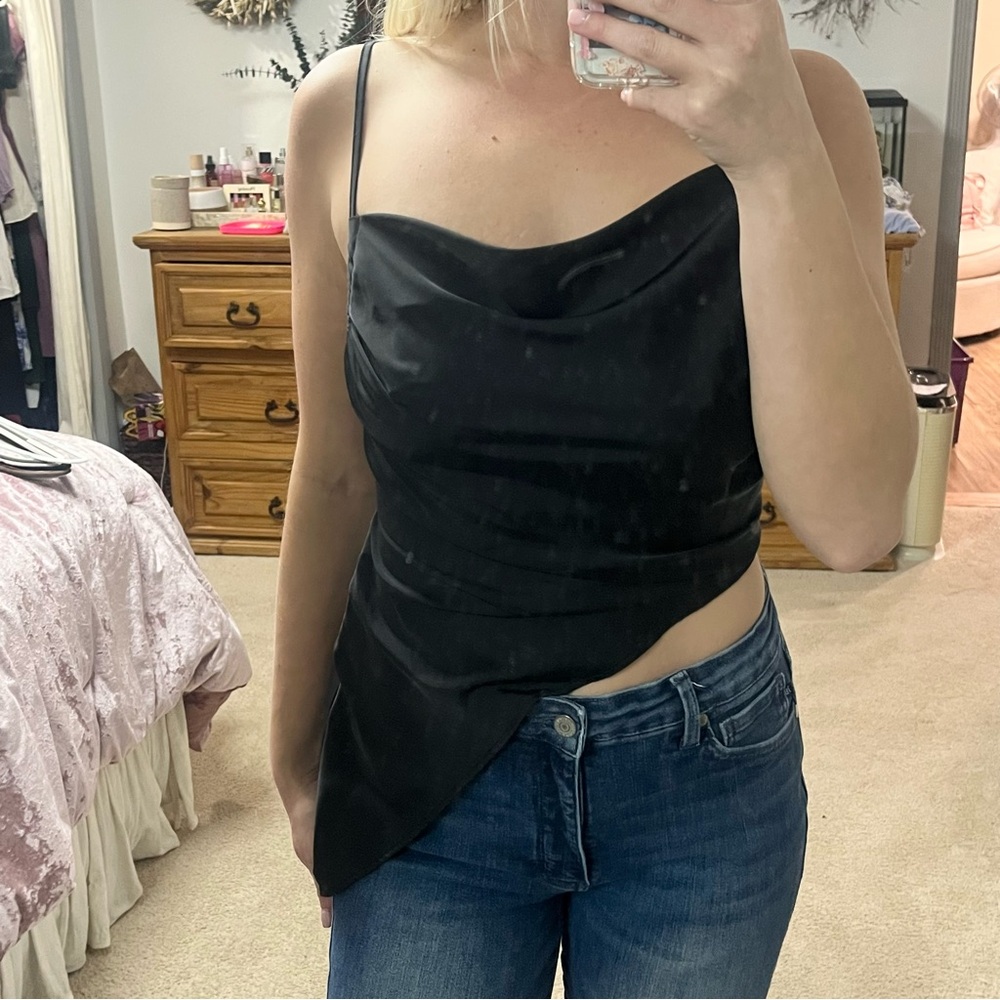 Forever 21 black slant asymmetrical top
